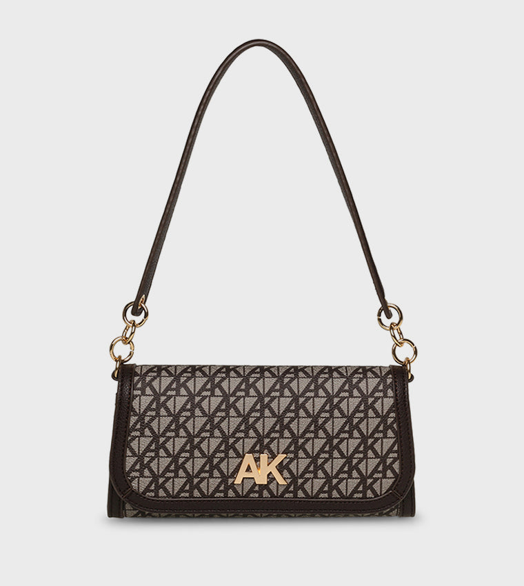 Anne Klein Monogram Patterned Flap Shoulder Bag