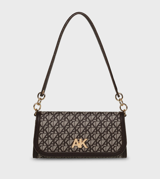 Anne Klein Monogram Patterned Flap Shoulder Bag