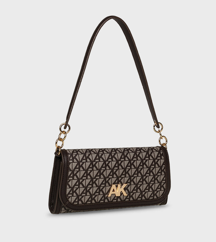 Anne Klein Monogram Patterned Flap Shoulder Bag