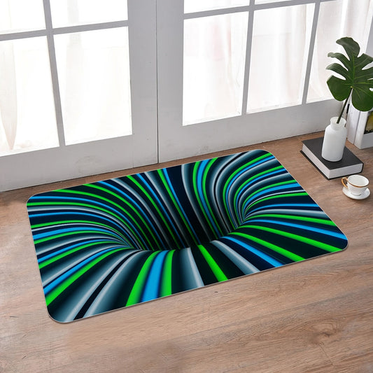 1pc Abstract Geometric Optical Anti-slip Decor Rug,3D Spiral Pattern Rug