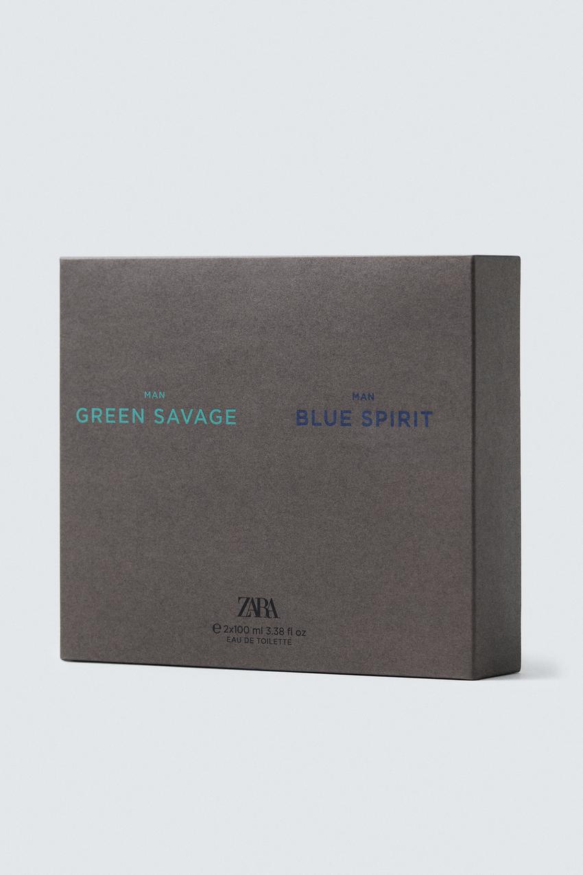 ZARA GREEN SAVAGE + BLUE SPIRIT EDT 2X100ML / 3.38 oz