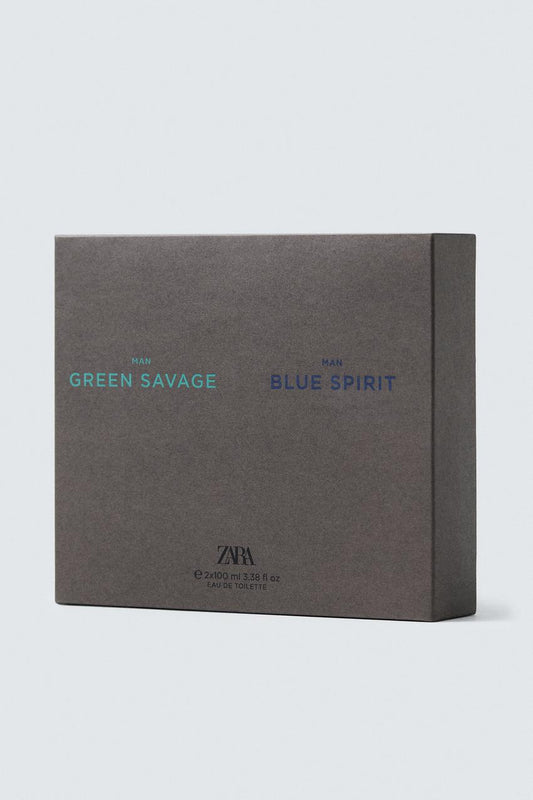 ZARA GREEN SAVAGE + BLUE SPIRIT EDT 2X100ML / 3.38 oz