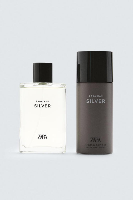 Zara SILVER EDT 90 ML / 3.04 oz + DEODORANT SPRAY EDC 150 ML / 5.07 oz
