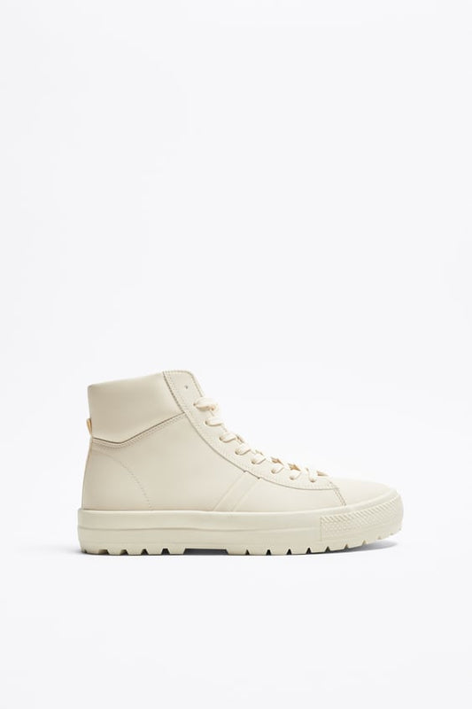 ZARA RUBBERIZED HIGH TOPS: BONE WHITE