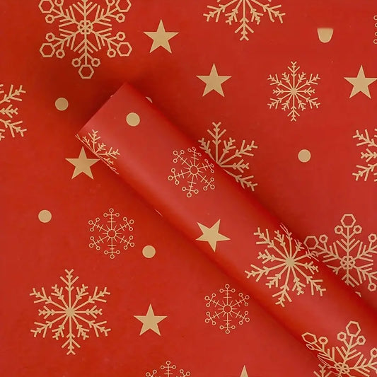 10pcs/pack Christmas Wrapping Paper With Snowflake Elements For Holiday Party Gift Packaging Decoration