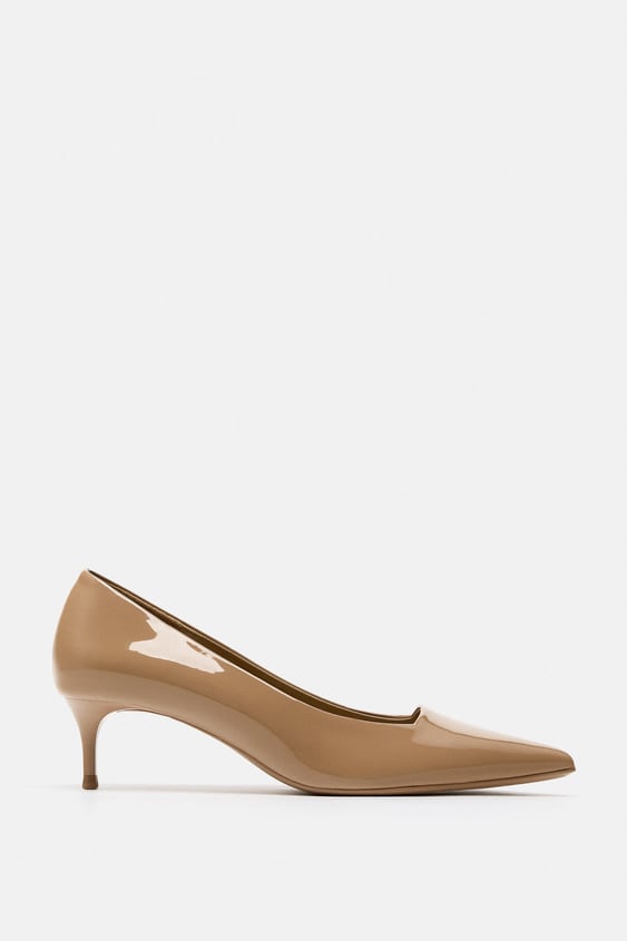 ZARA SHINY HEELED SHOES: Beige