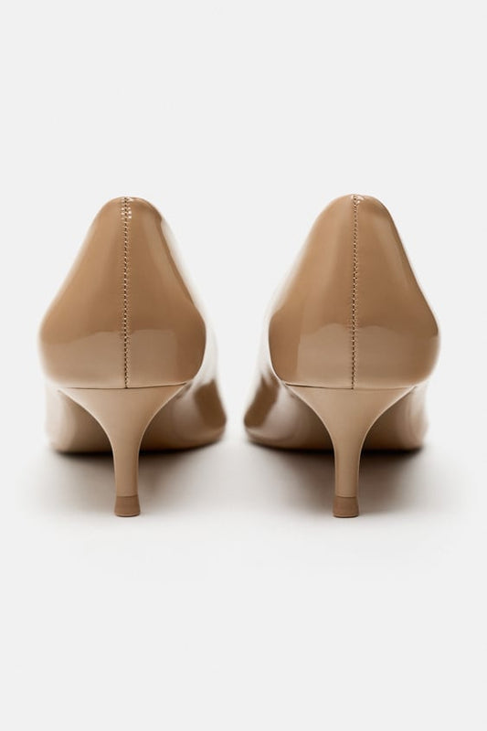 ZARA SHINY HEELED SHOES: Beige