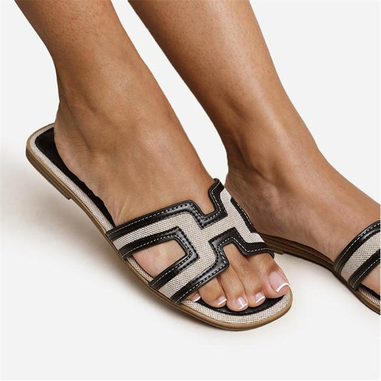 Wheres That From Faux Leather Mae Strapped Slider Sandals Ladies
