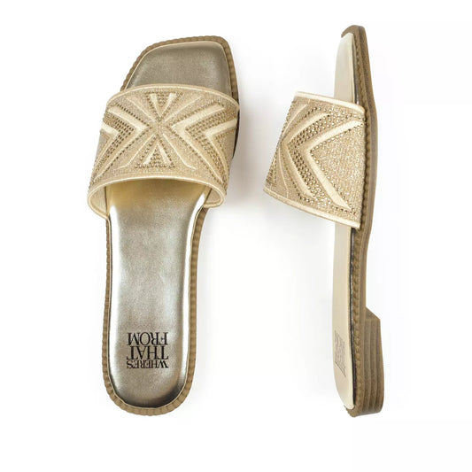 Wheres That From Women's Blossom Flat Sandals: Gold