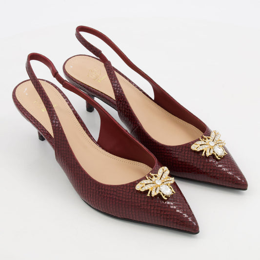 Dune Burgundy Patent Reptile Effect Heels