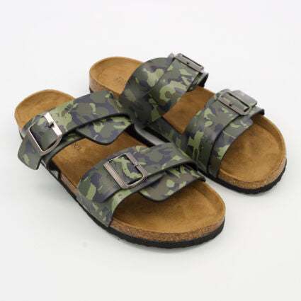 Brave Soul Green Camouflage Flat Sandals