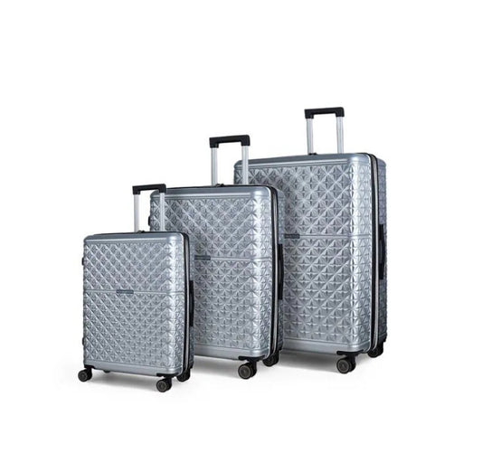 Rock Maya Suitcases Silver set of 3 Luggage