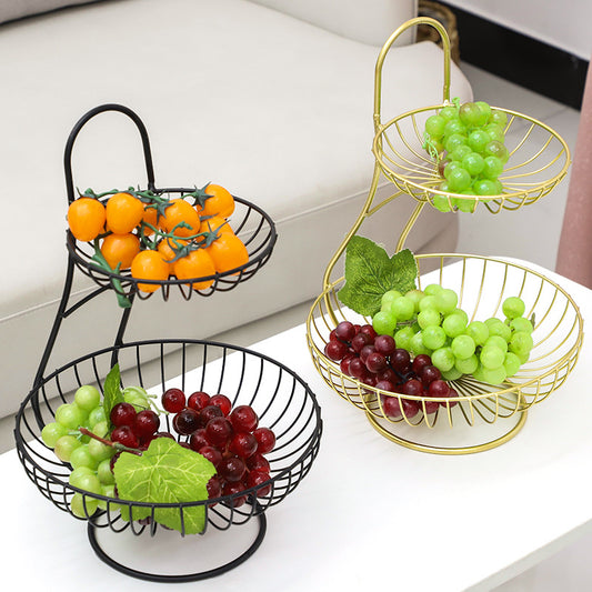 1pc 2 layer fruits basket gold 25*38cm