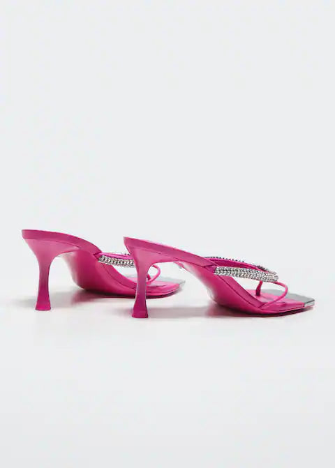 Mango Heeled sandal with strass strap - Fuchsia