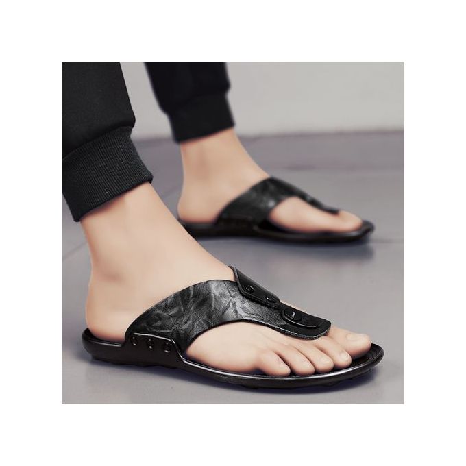 Men Casual All-Match Breathable Wear-Resistant Non-Slip Sandals Beach Shoes - BLACK