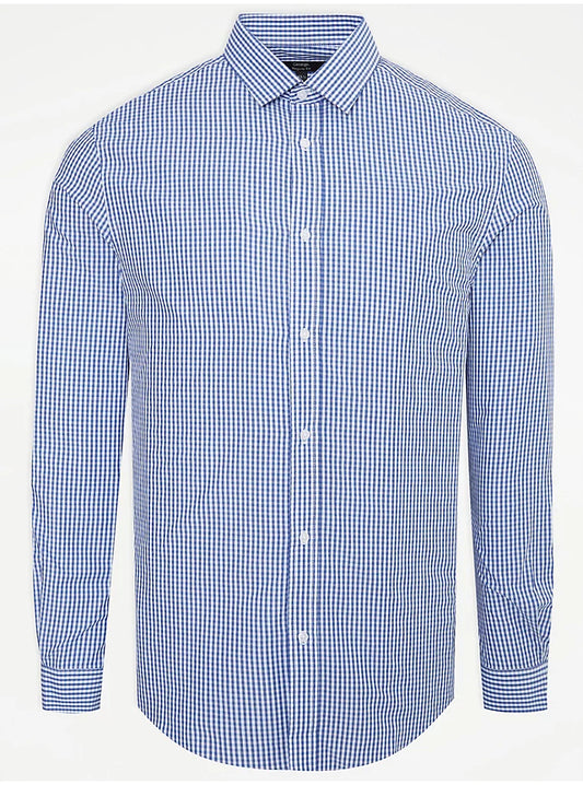 George Blue Gingham Print Long Sleeve Shirt