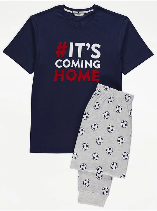 George Matching Navy England Slogan Football Pyjamas Adults