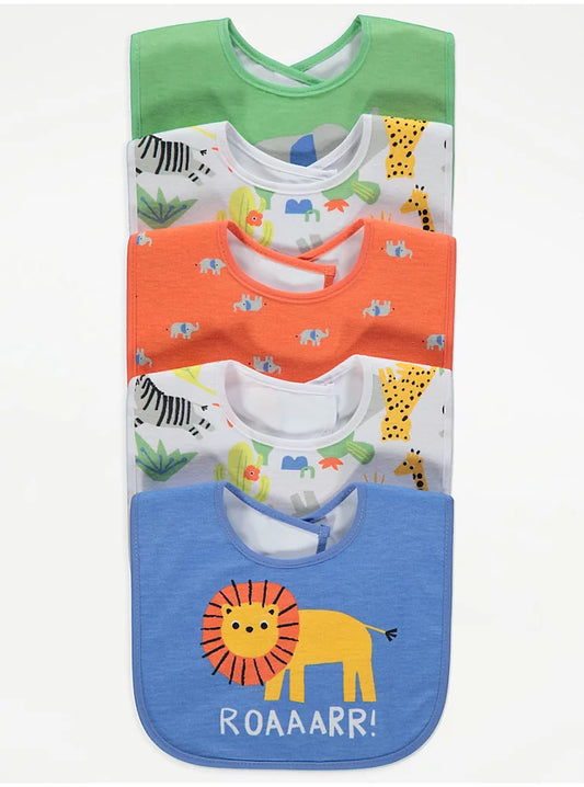 George Bright Safari Dribble Bibs 5 Pack: Multi