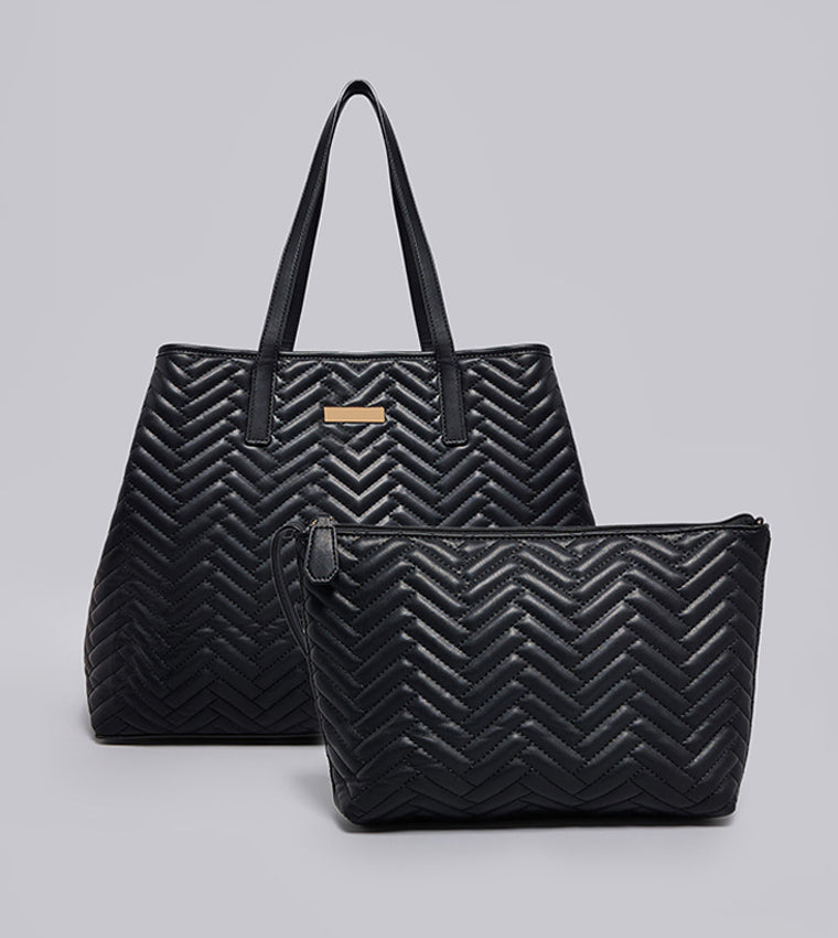 R&B Quilted Shoulder Bag with Pouch