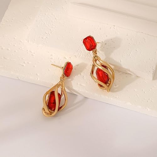 Trendy Retro Emerald Red Personalize Earring SJP