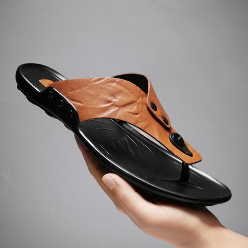 Men Casual All-Match Breathable Wear-Resistant Non-Slip Sandals Beach Shoes - BROWN