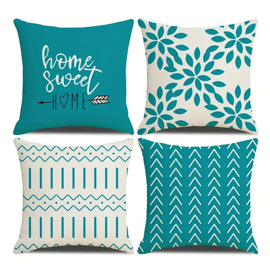 4pcs Modern 45.72 X 45.72 Cm Sofa Throw Pillow Cover, Decorative Outdoor Linen Fabric Pillow Case For Couch Bed Car Decor