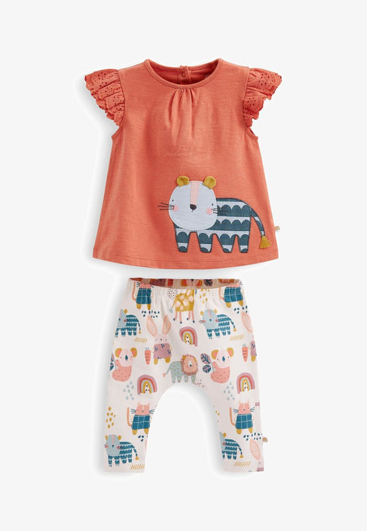 NEXT Rust Brown Cat 2 Piece Baby T-Shirt and Leggings Set