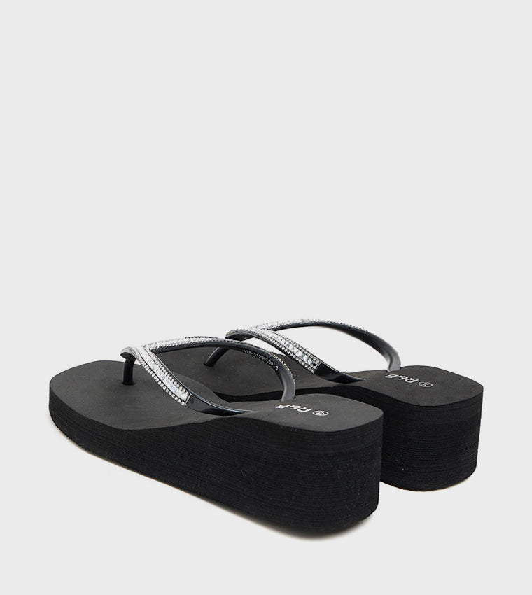 R & B Embellished Platform Sandals