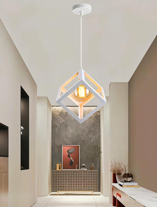 HUA QIANG WANG Industrial Pendant Light 1-Head Vintage White Ceiling Lamp