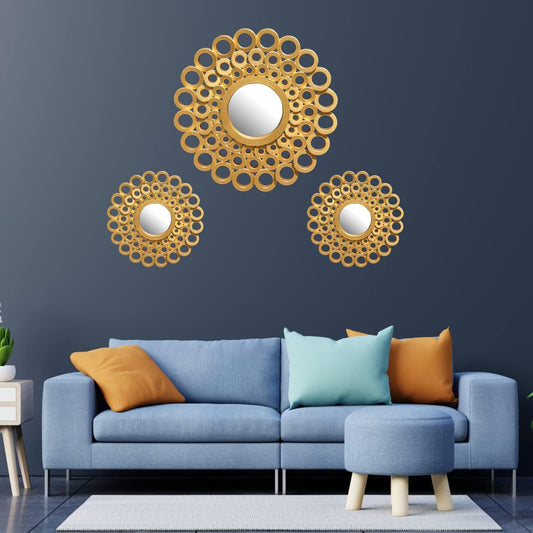 UPSCALE Set of 3 Wall Decorative Mirrors for Living Room Home Decor Round Hanging Wall Decor