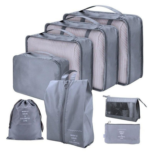 8pcs Portable Travel Storage Bag, Multifunction Laundry Bag For Travel - GREY