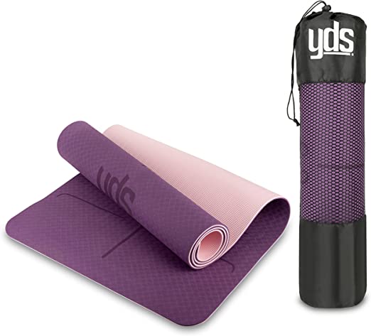 YDS TPE Yoga Mat - Non-Slip 6MM Thick Exercise Mat - Eco Friendly for Kids, Women & Men - Mesh Bag & Carry Strap Included for gymnastics, Pilates, Yoga, fitness accessories & Other Home Workouts.
