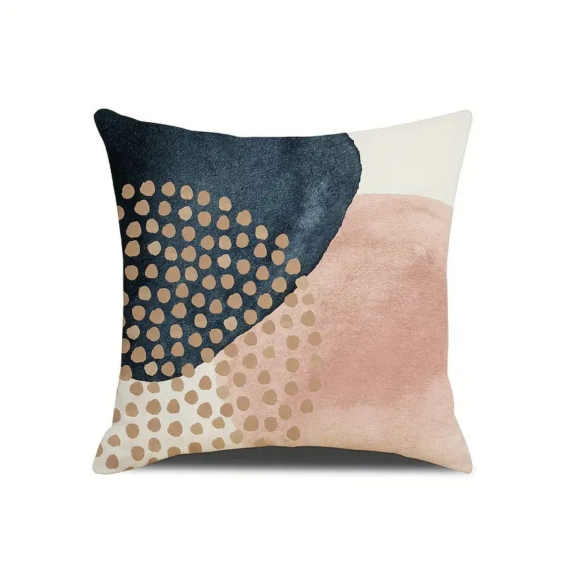 4pcs, Geometric Abstract Pillowcase, Square Linen Cushion Cover, Zipper Single Sided Printed Pillow Cover