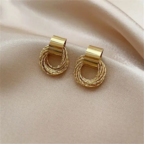 Contemporary Gold Multi Layer Stud Earring SJP