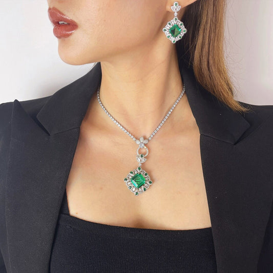 Emerald Green Rhinestone 2piece Jewelry sets [SJP Design]