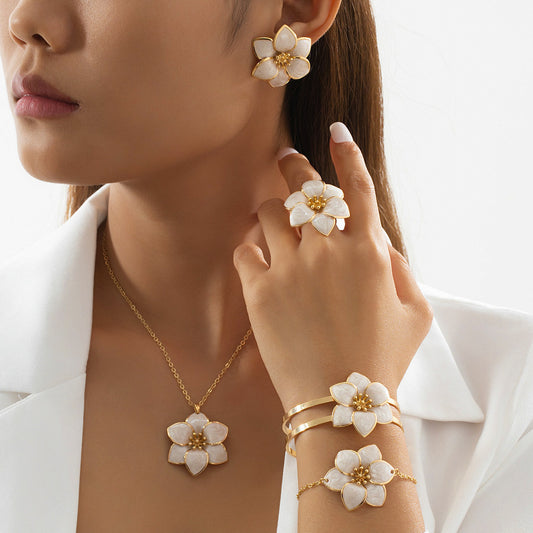 Enamel flower charm women complete jewelry sets with pendant-SJP Design