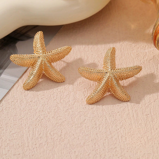 Golden star fish stud earrings-SJP design