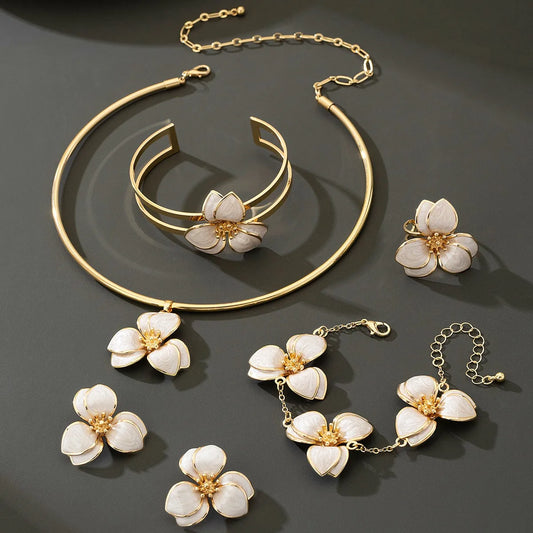 Enamel flower charm women complete jewelry sets with choker-SJP Design