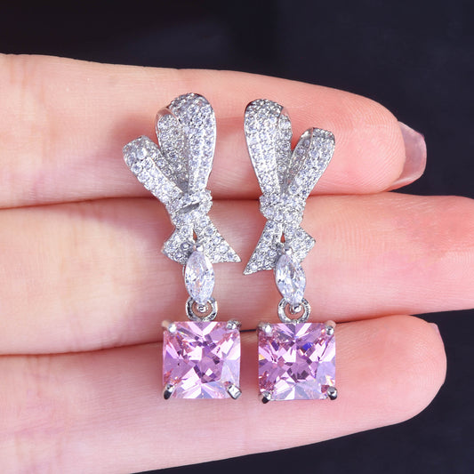High quality CZ Pink silver Earring [SJP Design]