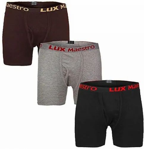 De Lynn Lux Maestro 3pc interlock trunk 100% cotton boxer with broad band for better grip and long lasting fit - Brown, grey, and black