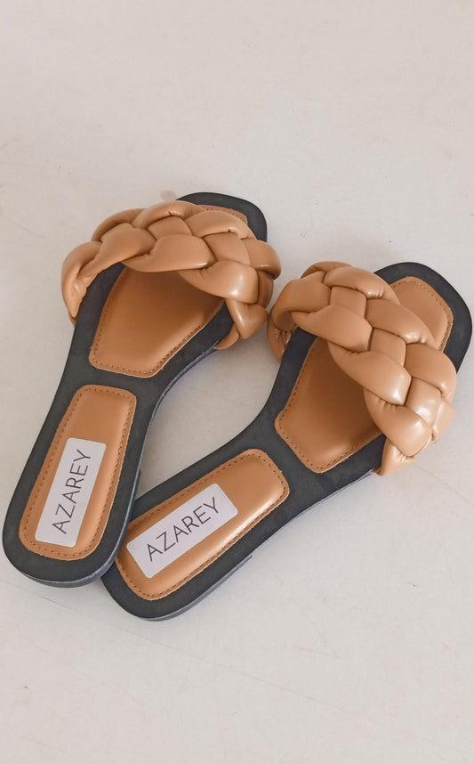 AZAREY Brown Plaited Strap Sandals