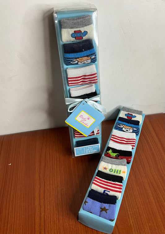 K&Y children 7 day socks gift set (blue 0-6month)