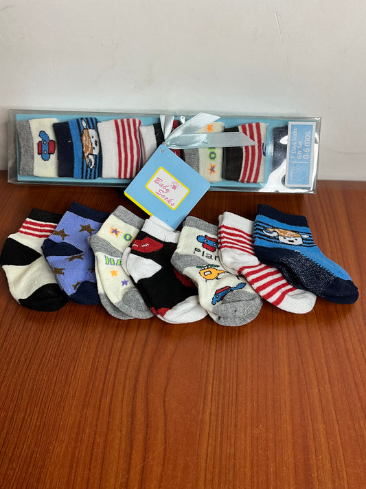 K&Y children 7 day socks gift set (blue 0-6month)