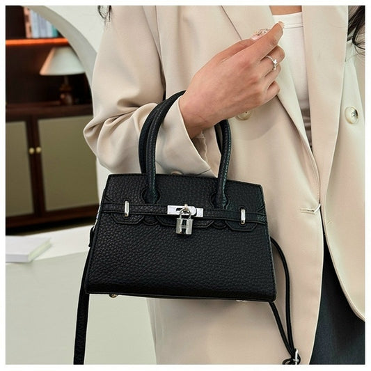 F&S Black Leather handbag with silver key design