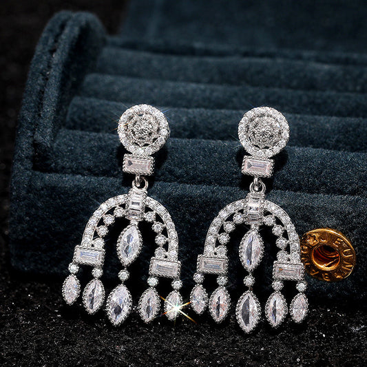 Luxury bridal zirconia full diamond earrings SJP