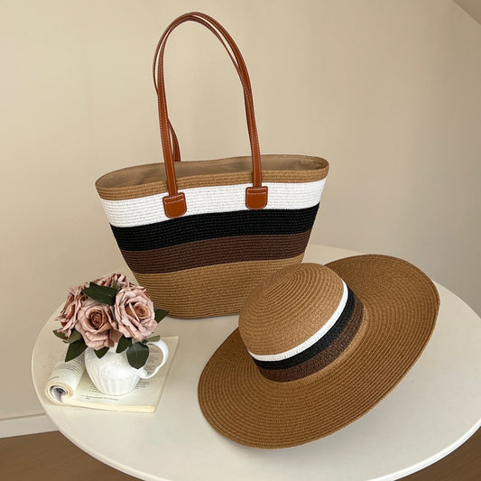 New straw fashioanble versatille bag (Mikachi+black bar)