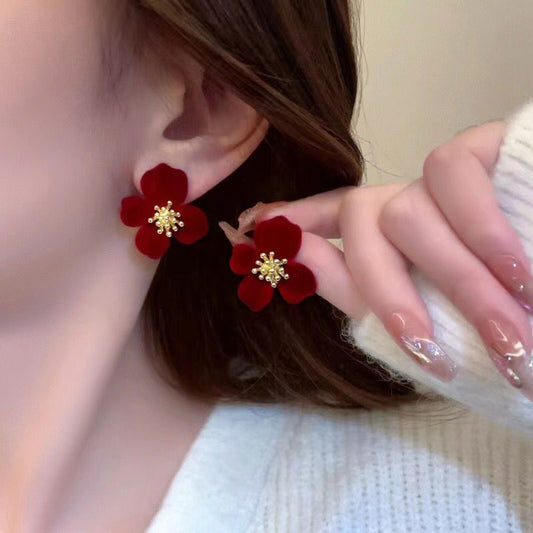 Passion Velvet Red Floral Earrings SJP