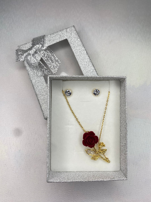 Red Rose Vintage Necklace Set SJP