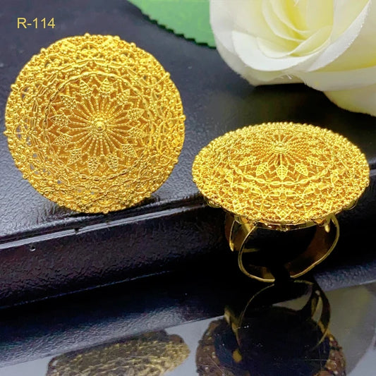 24K gold plated 3D Dubia high end ring adjustable-SJP