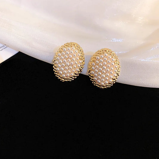White Gold plated Pearl Beaded Stud Earring SJP